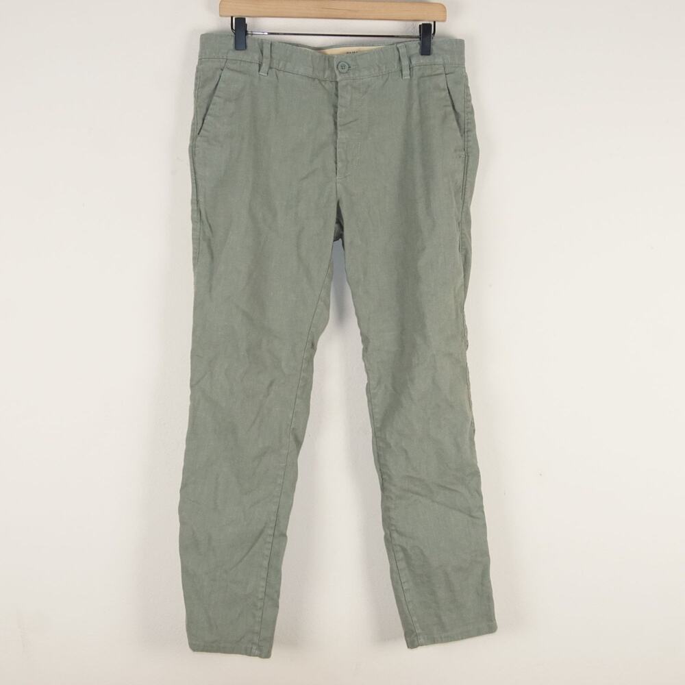 Levis XX Chino Linen Blend Green Slim Lightweight Pants Mens Sz 34 x 29